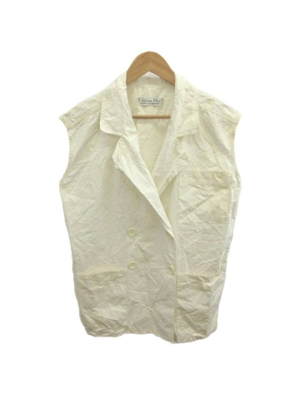 Dior Sleeveless Jacket Double Breasted Pocket White